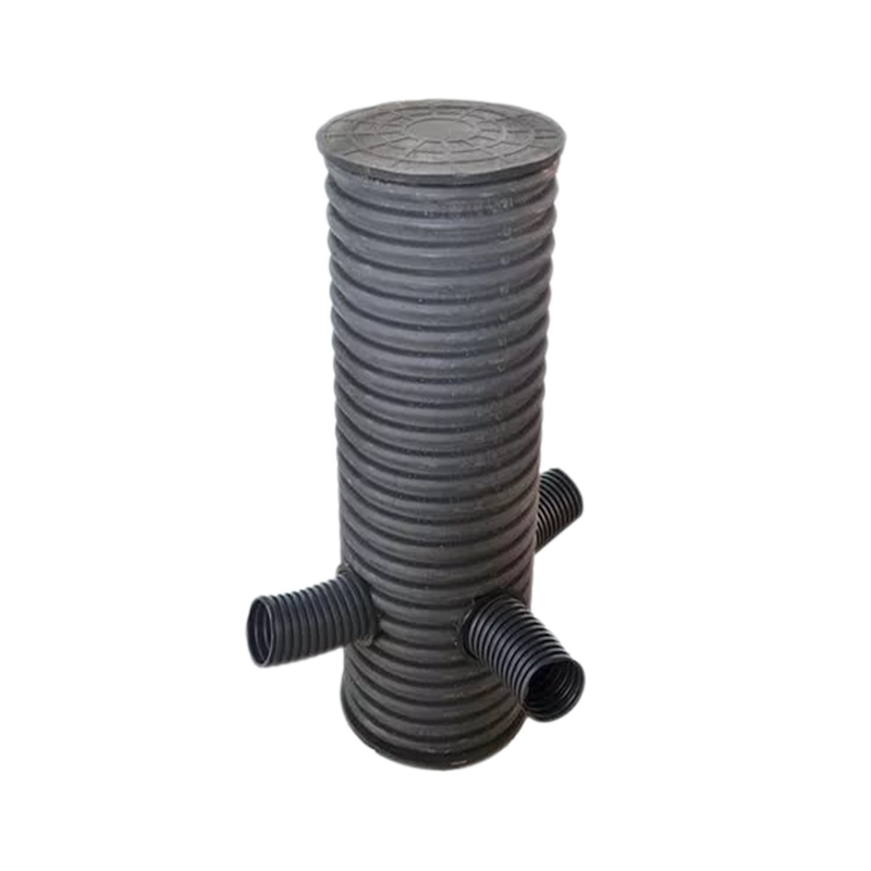 Колодец дренажный смотровой Ø315 /271 мм отводы Ø110 2,0 м FD-Plast Черный